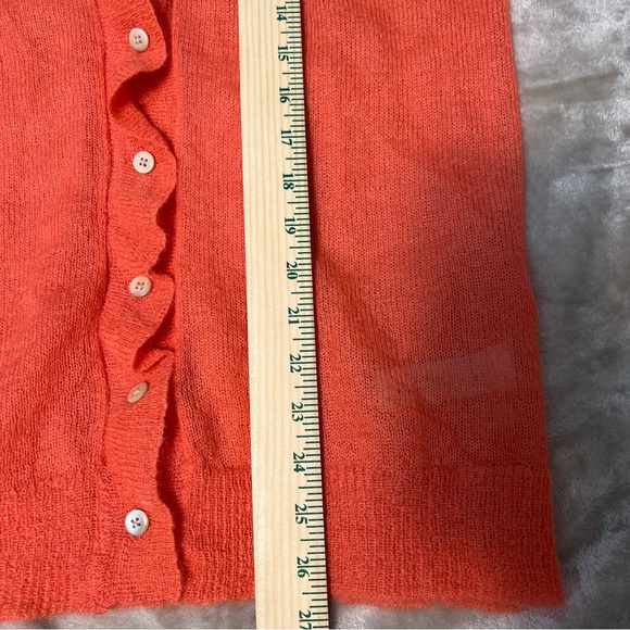 J.Crew Womens Mohair Wool Blend Cardigan Coral Ruffle Size Large Work Casual - Picture 10 of 10